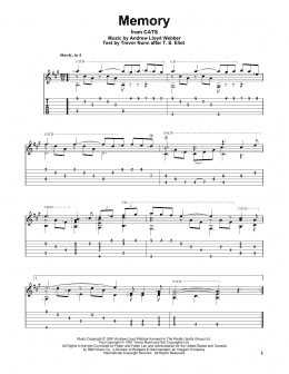 page one of Memory (from Cats) (Solo Guitar)