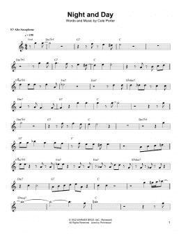 page one of Night And Day (Alto Sax Transcription)