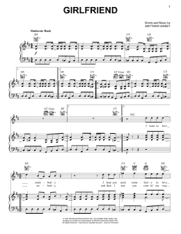 page one of Girlfriend (Piano, Vocal & Guitar Chords (Right-Hand Melody))