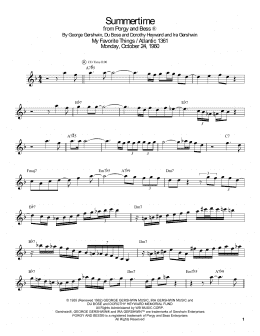 page one of Summertime (Tenor Sax Transcription)