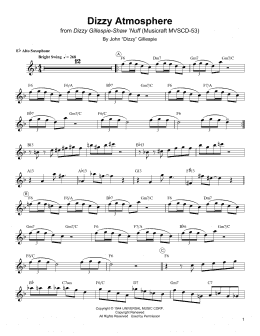 page one of Dizzy Atmosphere (Alto Sax Transcription)