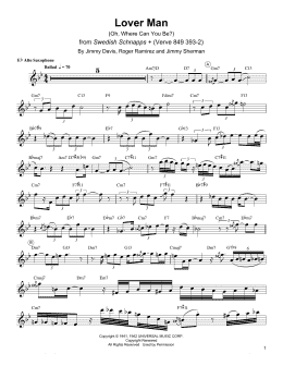 page one of Lover Man (Oh, Where Can You Be?) (Alto Sax Transcription)