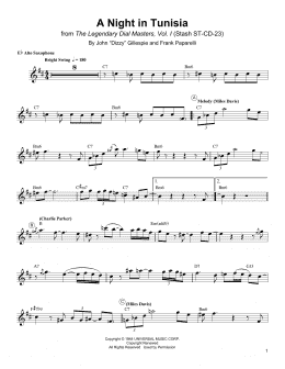 page one of A Night In Tunisia (Alto Sax Transcription)