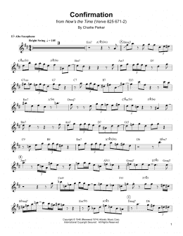 page one of Confirmation (Alto Sax Transcription)