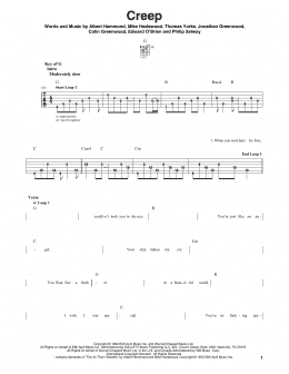 page one of Creep (Guitar Cheat Sheet)