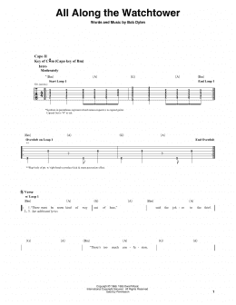 page one of All Along The Watchtower (Guitar Cheat Sheet)