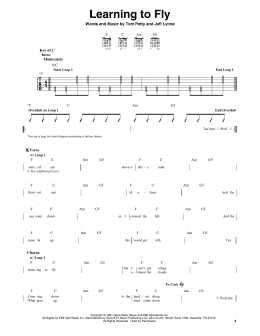 page one of Learning To Fly (Guitar Cheat Sheet)