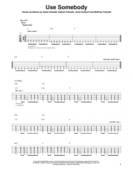 page one of Use Somebody (Guitar Cheat Sheet)