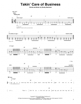 page one of Takin' Care Of Business (Guitar Cheat Sheet)