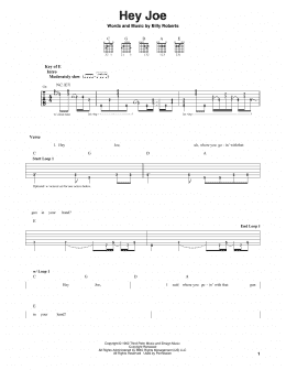 page one of Hey Joe (Guitar Cheat Sheet)