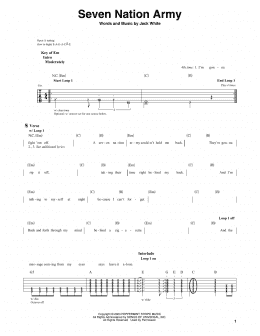 page one of Seven Nation Army (Guitar Cheat Sheet)