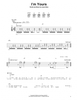 page one of I'm Yours (Guitar Cheat Sheet)