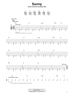 page one of Sunny (Guitar Cheat Sheet)