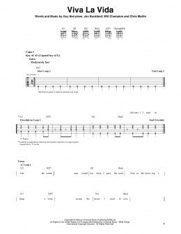 page one of Viva La Vida (Guitar Cheat Sheet)