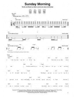 page one of Sunday Morning (Guitar Cheat Sheet)