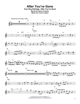 page one of After You've Gone (Trumpet Transcription)