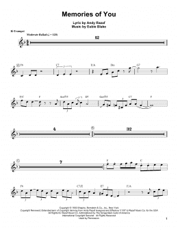 page one of Memories Of You (Trumpet Transcription)