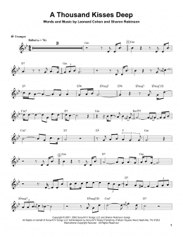 page one of A Thousand Kisses Deep (Trumpet Transcription)