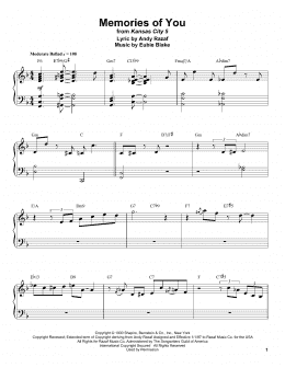 page one of Memories Of You (Piano Transcription)