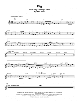 page one of Dig (Trumpet Transcription)