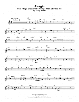 page one of Airegin (Trumpet Transcription)