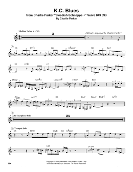 page one of K.C. Blues (Trumpet Transcription)