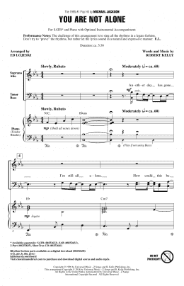 page one of You Are Not Alone (SATB Choir)