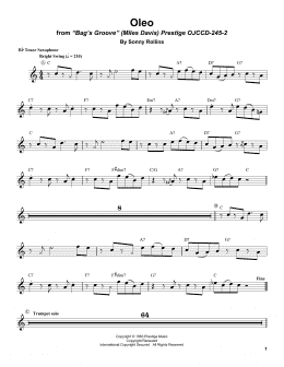 page one of Oleo (Tenor Sax Transcription)