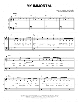 page one of My Immortal (Very Easy Piano)