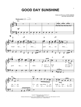 page one of Good Day Sunshine (Very Easy Piano)