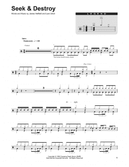 page one of Seek & Destroy (Drums Transcription)