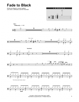 page one of Fade To Black (Drums Transcription)