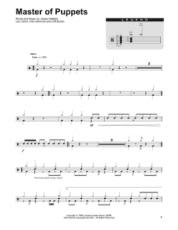 page one of Master Of Puppets (Drums Transcription)