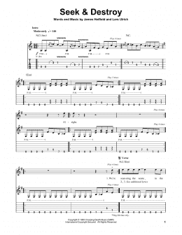 page one of Seek & Destroy (Guitar Tab (Single Guitar))