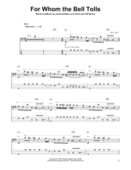 page one of For Whom The Bell Tolls (Bass Guitar Tab)