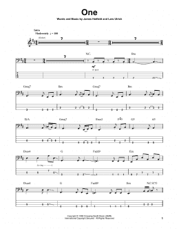 page one of One (Bass Guitar Tab)