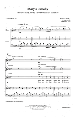 page one of Mary's Lullaby (Unison Choir)