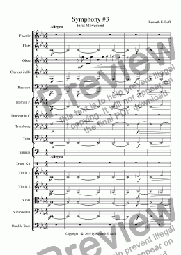 page one of Symphony #3 in Eb Major 1st Movement
