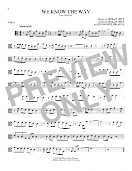 page one of We Know The Way (from Moana) (Viola Solo)