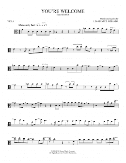 page one of You're Welcome (from Moana) (Viola Solo)