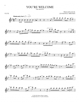 page one of You're Welcome (from Moana) (Flute Solo)