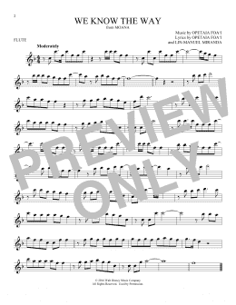 page one of We Know The Way (from Moana) (Flute Solo)