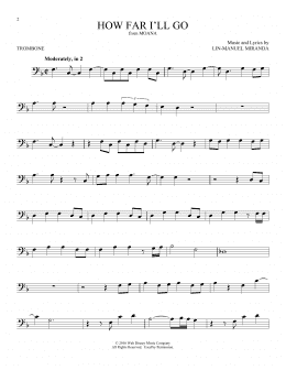 page one of How Far I'll Go (from Moana) (Trombone Solo)