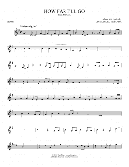 page one of How Far I'll Go (from Moana) (French Horn Solo)