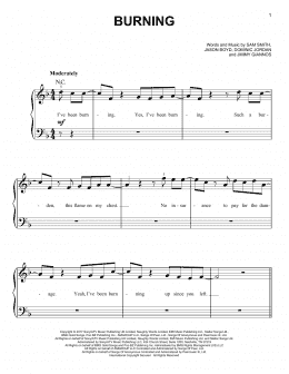 page one of Burning (Easy Piano)