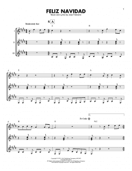 page one of Feliz Navidad (Guitar Ensemble)