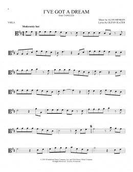 page one of I've Got A Dream (from Tangled) (Viola Solo)