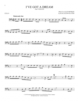 page one of I've Got A Dream (from Tangled) (Cello Solo)