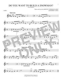 page one of Do You Want To Build A Snowman? (from Frozen) (French Horn Solo)