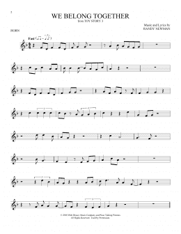 page one of We Belong Together (from Toy Story 3) (French Horn Solo)